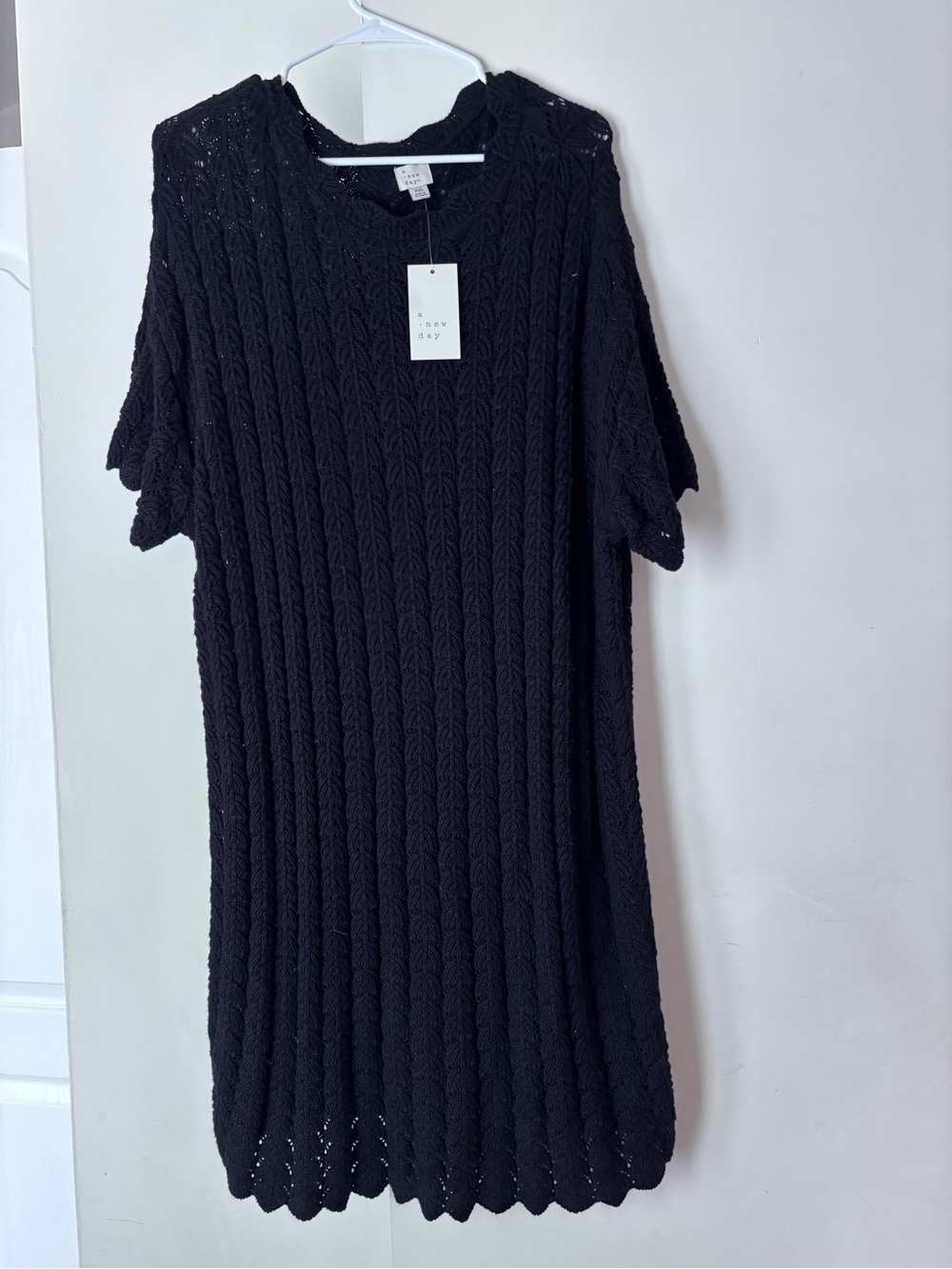 a new day Black Crochet Knit Pullover Sweater